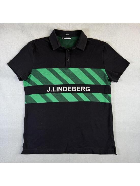 J.Lindeberg Other - J.Lindeberg Golf Polo Shirt Mens Large Black Green Adam Pique Regular Fit Logo